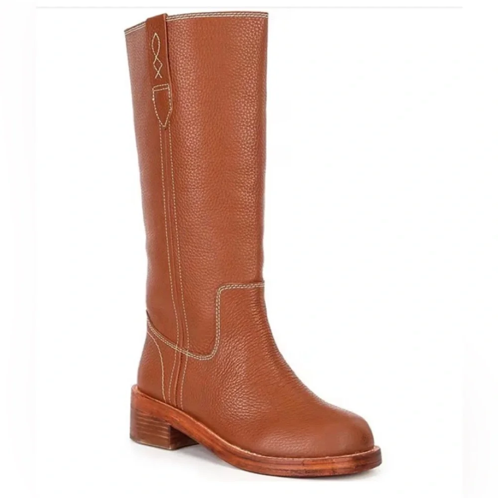 Free People Blaze Vintage Tan Pull On Knee Boots 7